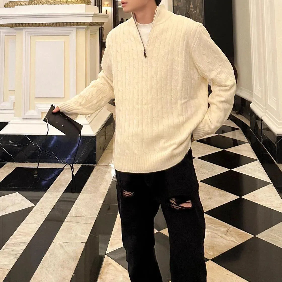 Men's Half-Zip Knit Sweater