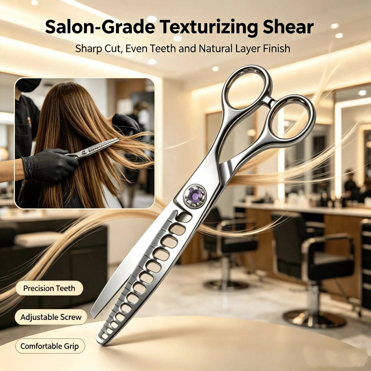 🎉Professional Hair Texturizing Thinning Scissors--Stainless Steel Hair Shears