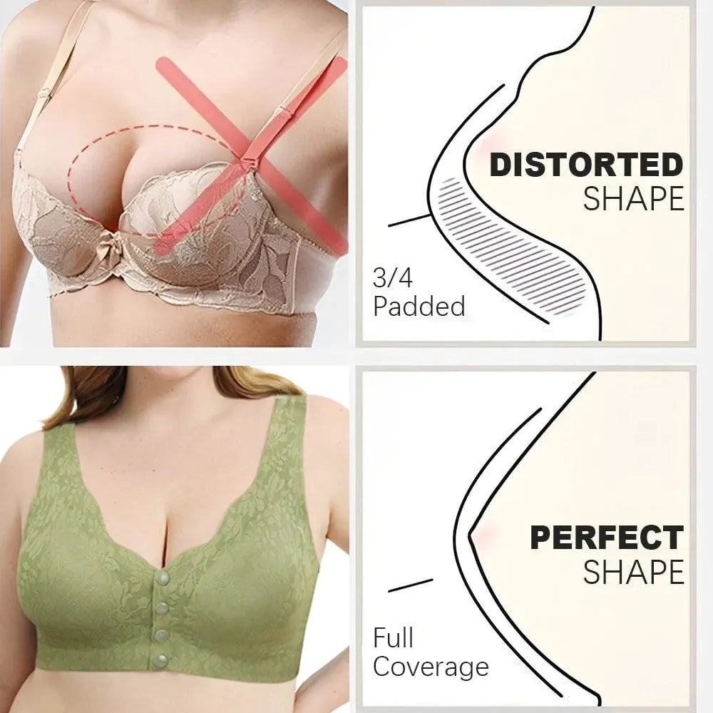 ✨SALE 49% 🔥🔥🔥– Plus Size Zero Feel Lace Full Coverage Front Closure Bra
