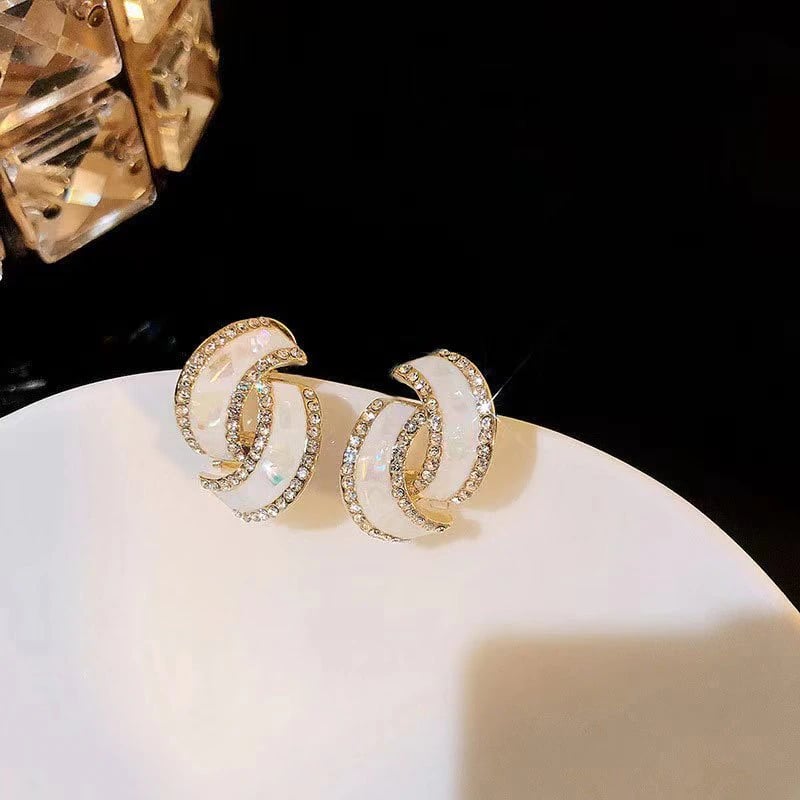 Simple White Zircon Geometric Stud Earrings