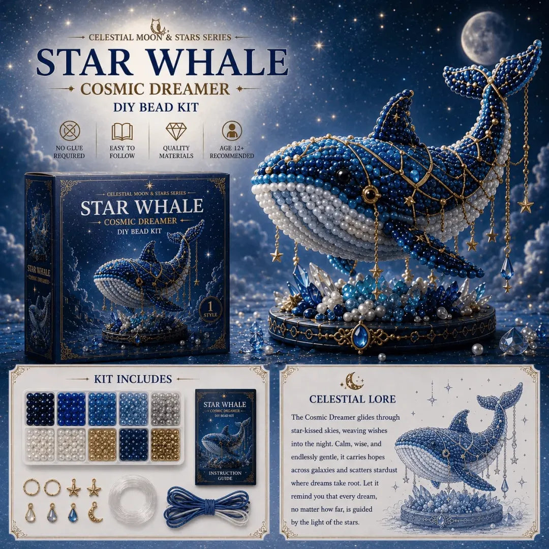 🎉🌙Moon Cat Luna Guardian DIY Bead Kit | Celestial Moon & Stars Series