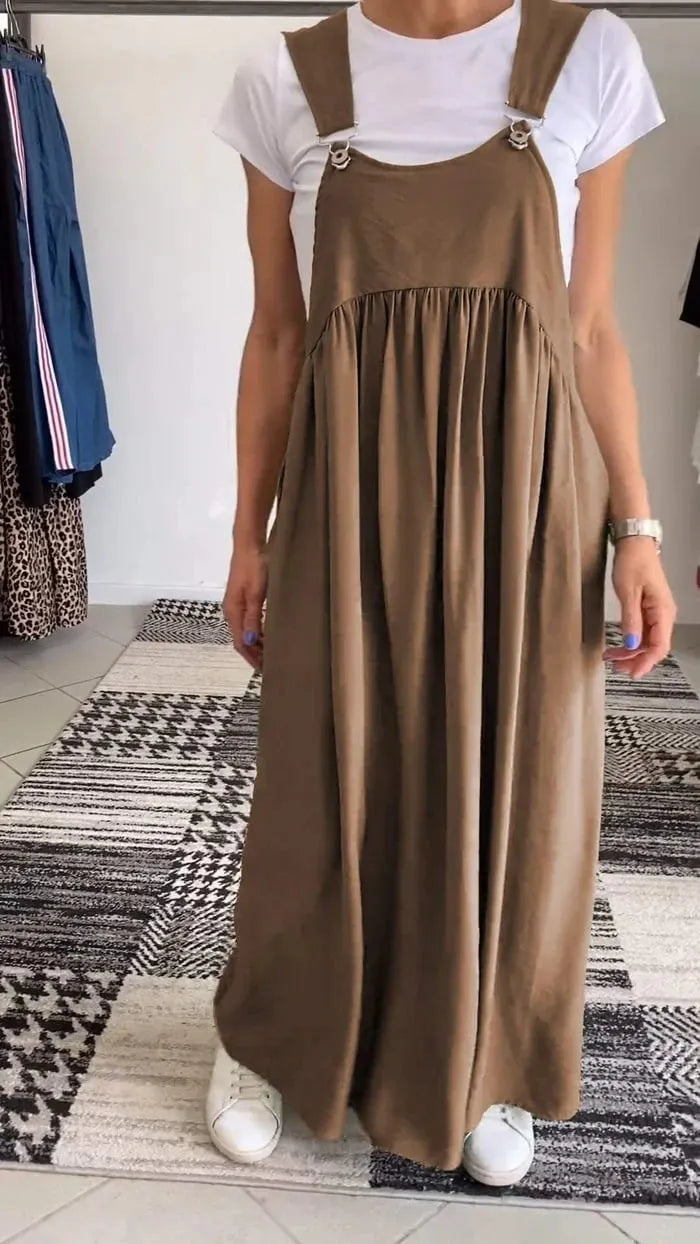 Relaxed Fit Cotton and Linen Suspender Dress (Buy 2 Free Shipping)