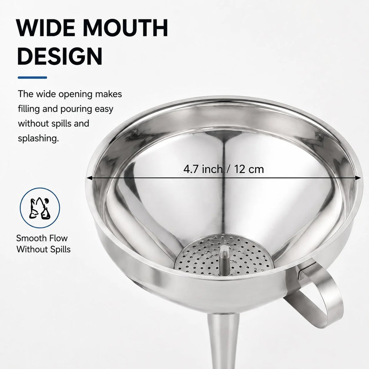 🔥HOT SALE🔥5 1/2-Inch Stainless Steel Funnel with Detachable Strainer
