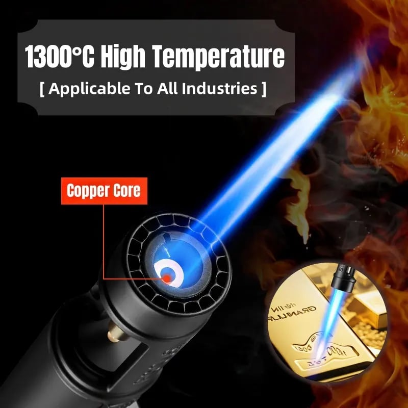 🎉Portable Torch Lighter-🔥 1300°C of Pure Power – Windproof, Refillable & Ready for Anything! 💨🍳🏕️