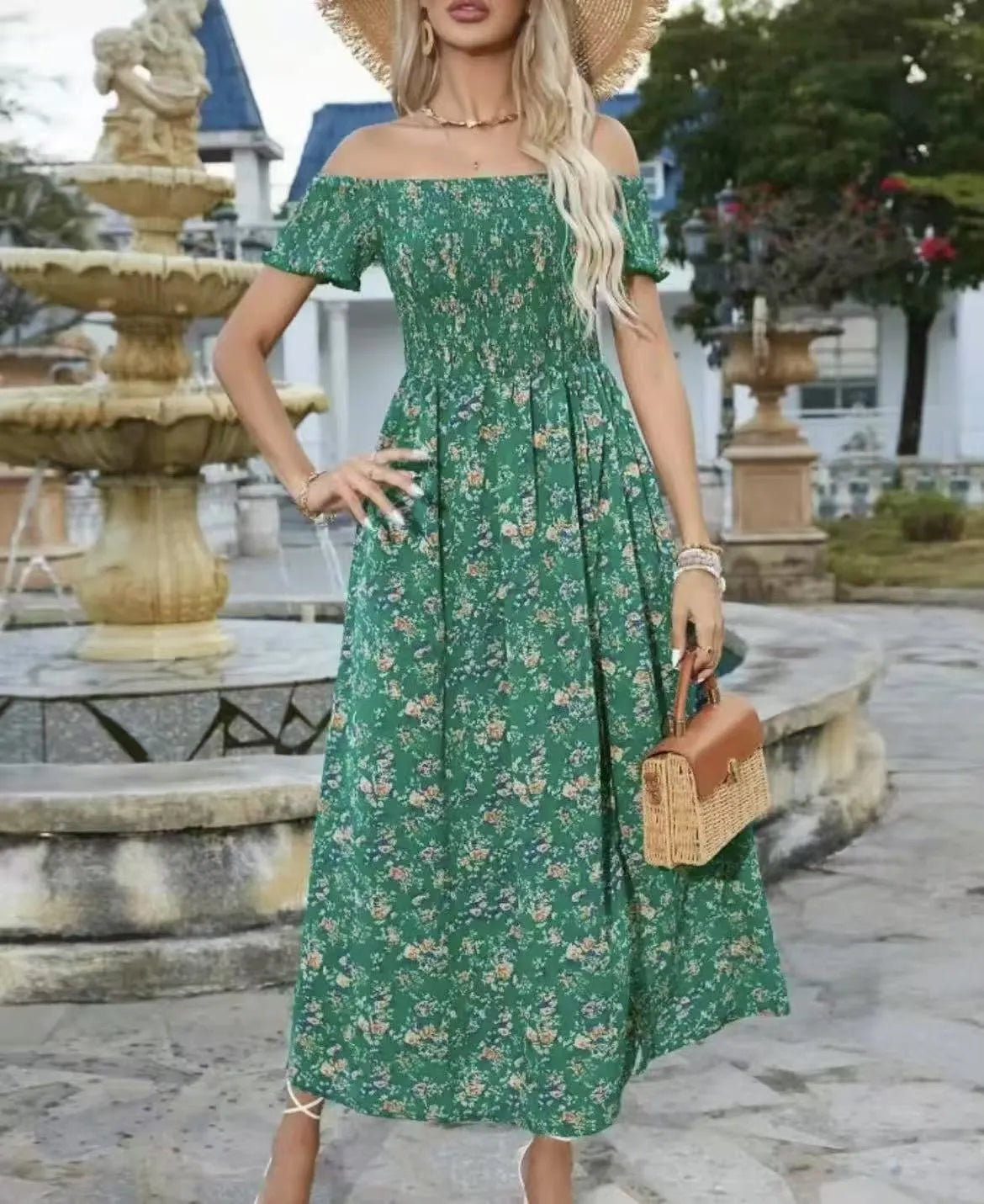 Women's Elegant Floral Off-Shoulder Dress