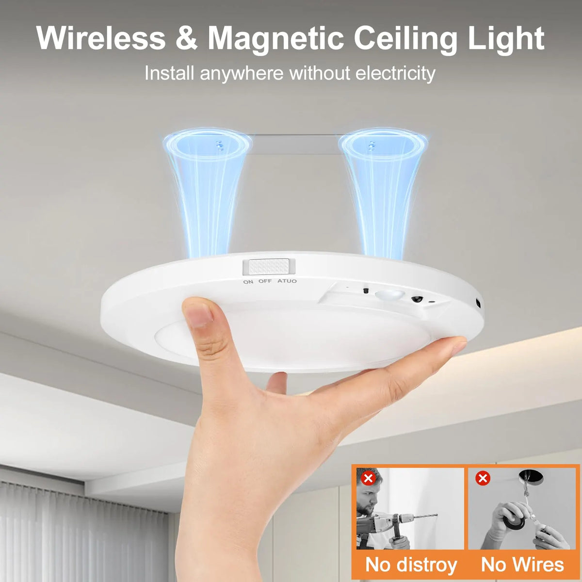 🔥HOT SALE🔥Upgraded Wireless Rechargeable Motion Sensor Ceiling Light with Remote