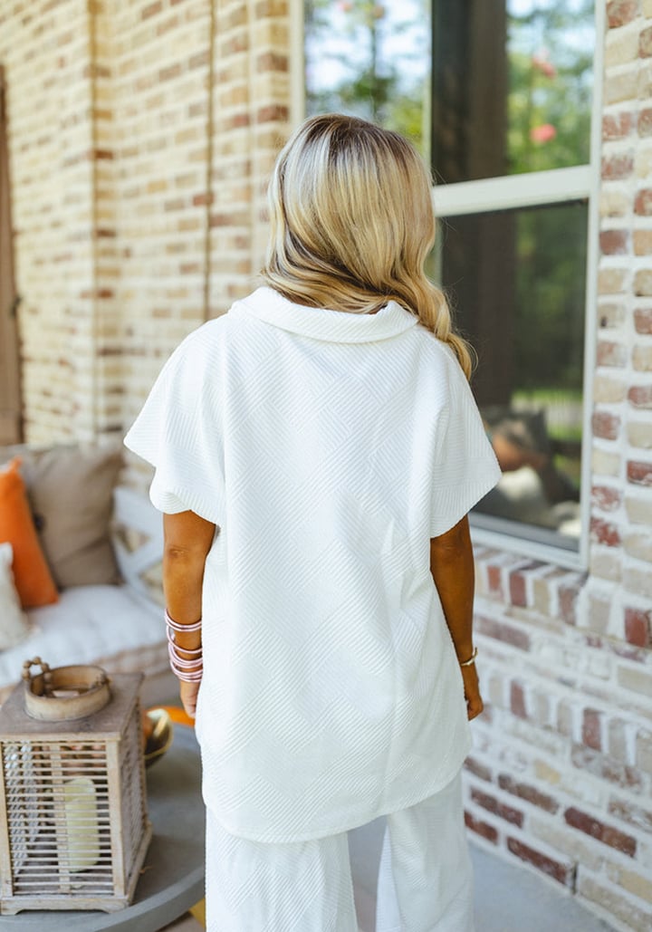 NEW TEXTURED V NECK TOP AND PANTS CASUAL SET (BUY 2 FREE SHIPPING)
