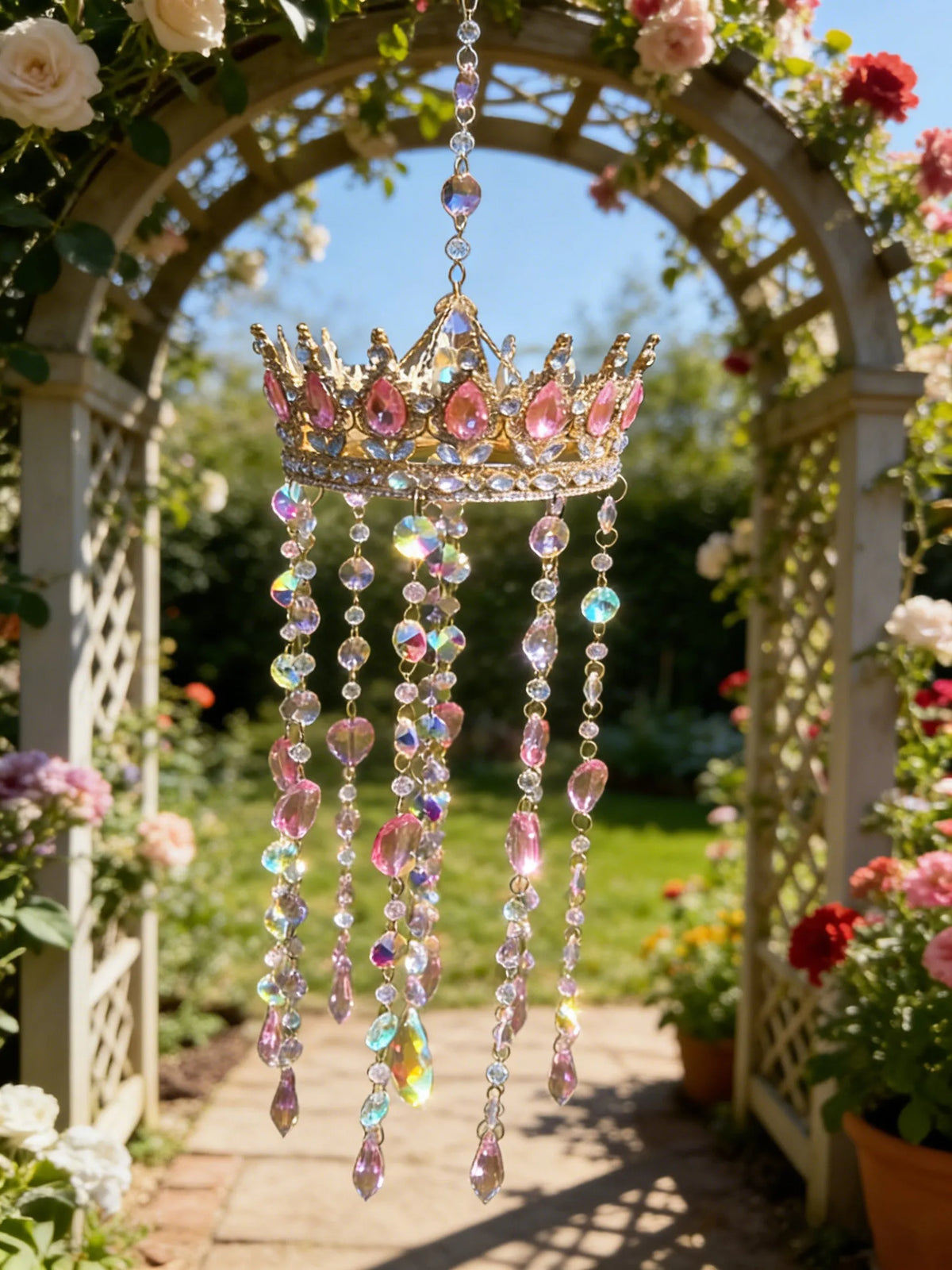 🔥Last Day 49% OFF - 🌈Handmade Crystal Crown Suncatcher – Rainbow Reflecting Window Decor