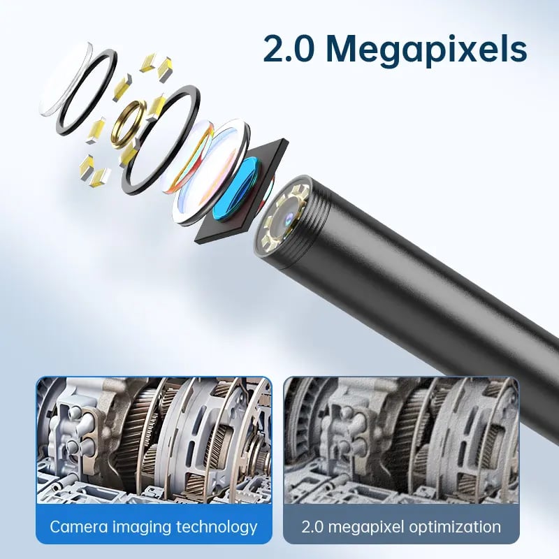 Multifunctional 1920P HD Borescope Endoscope Camera, IP67 Waterproof Inspection Tool with 8 Adjustable LED Lights