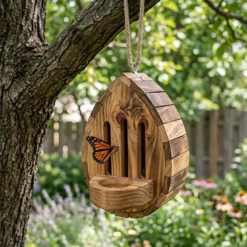 🔥HOT SALE🔥🎉Handmade Garden Butterfly House with Feeder Station🦋