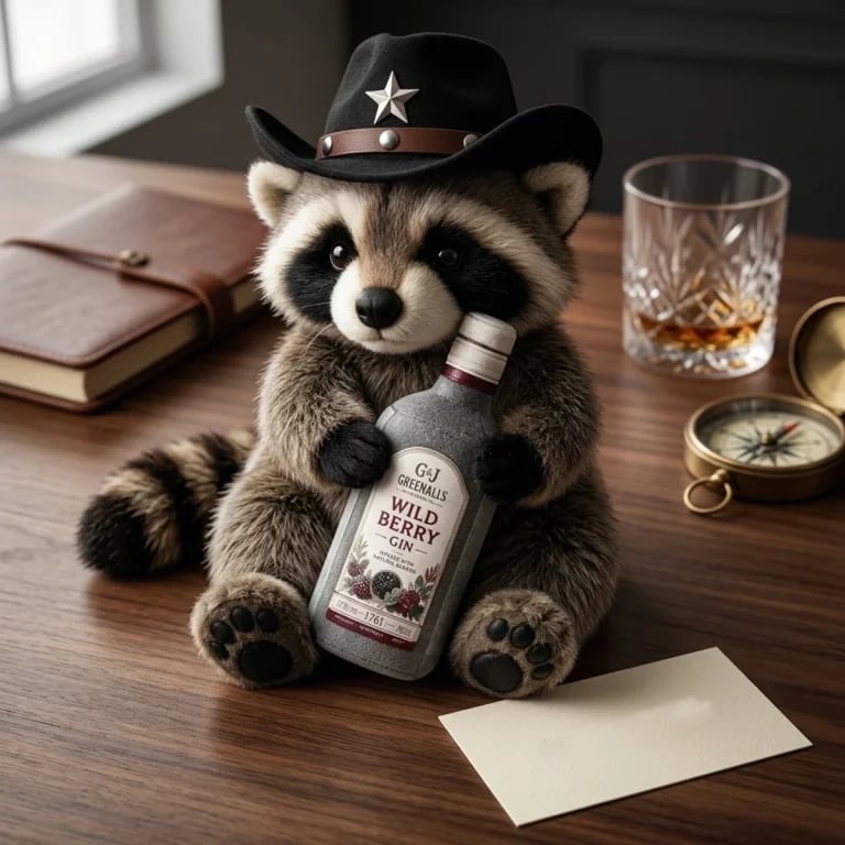 🎉🦝Wild West Whiskey Raccoon Collector Plush Doll