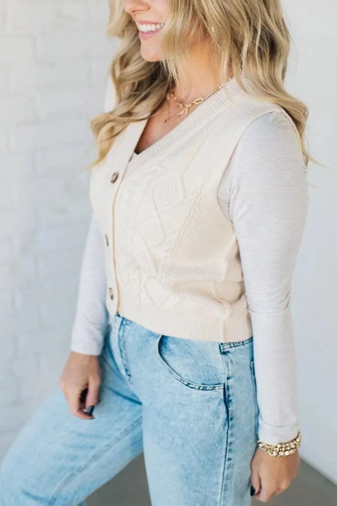 Cable Knit Vest | Buy 2 Free Shipping