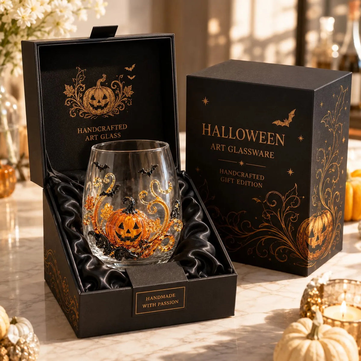 🎉🎃 3D Halloween Artisan Glassware Collection | For Magical Halloween Sips, Eye-Catching 3D Details, Luminous Festive Party Moments & Cozy Fall Home Bar Glow