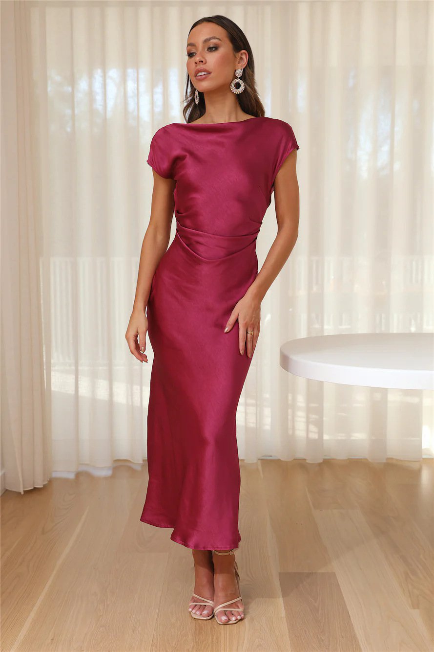 Faithful Nights Satin Midi Dress