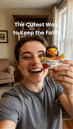 🙏 Jesus Duck Figurine – A Heartwarming Reminder of Faith, Hope & God's Presence