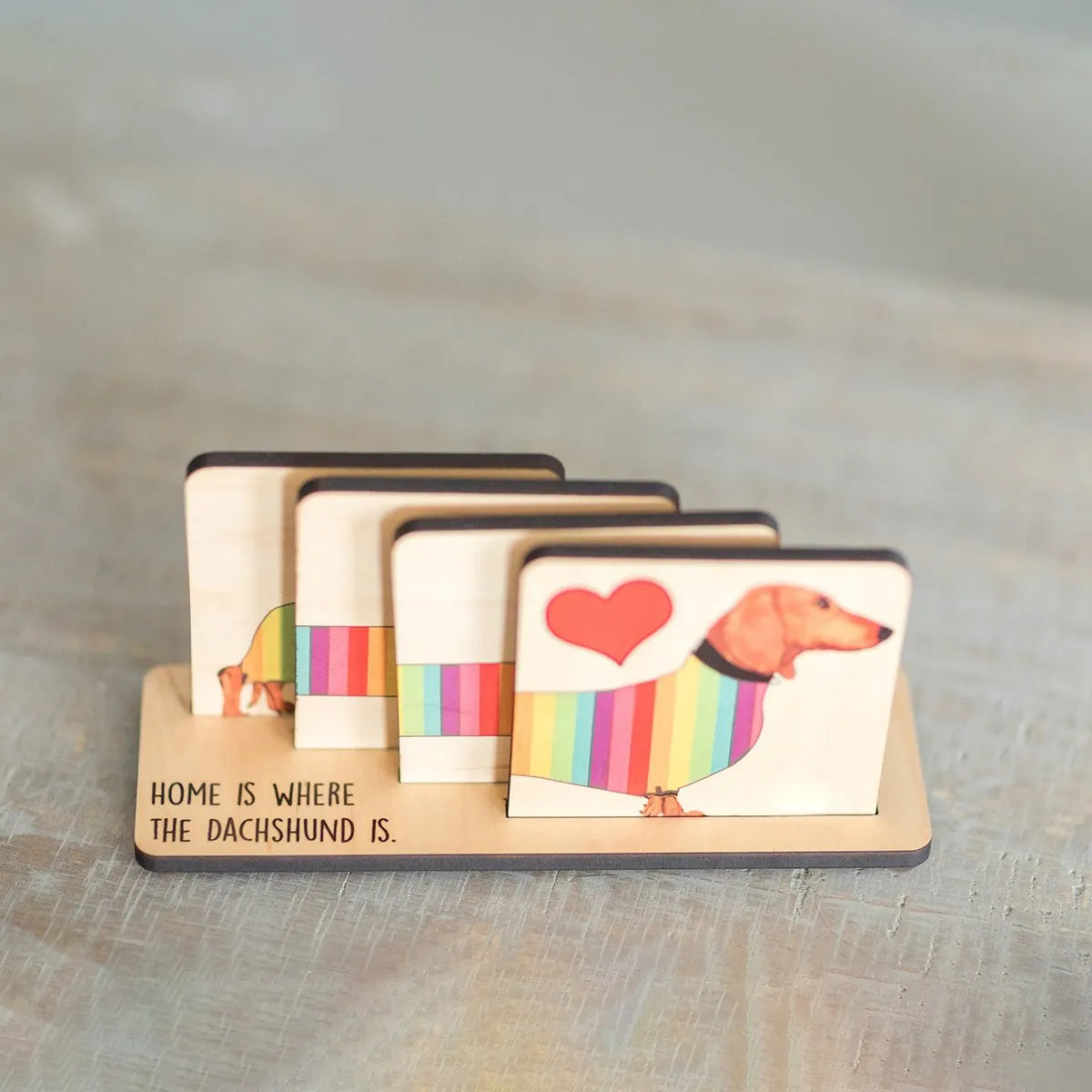 Dachshund Wood Coaster Set