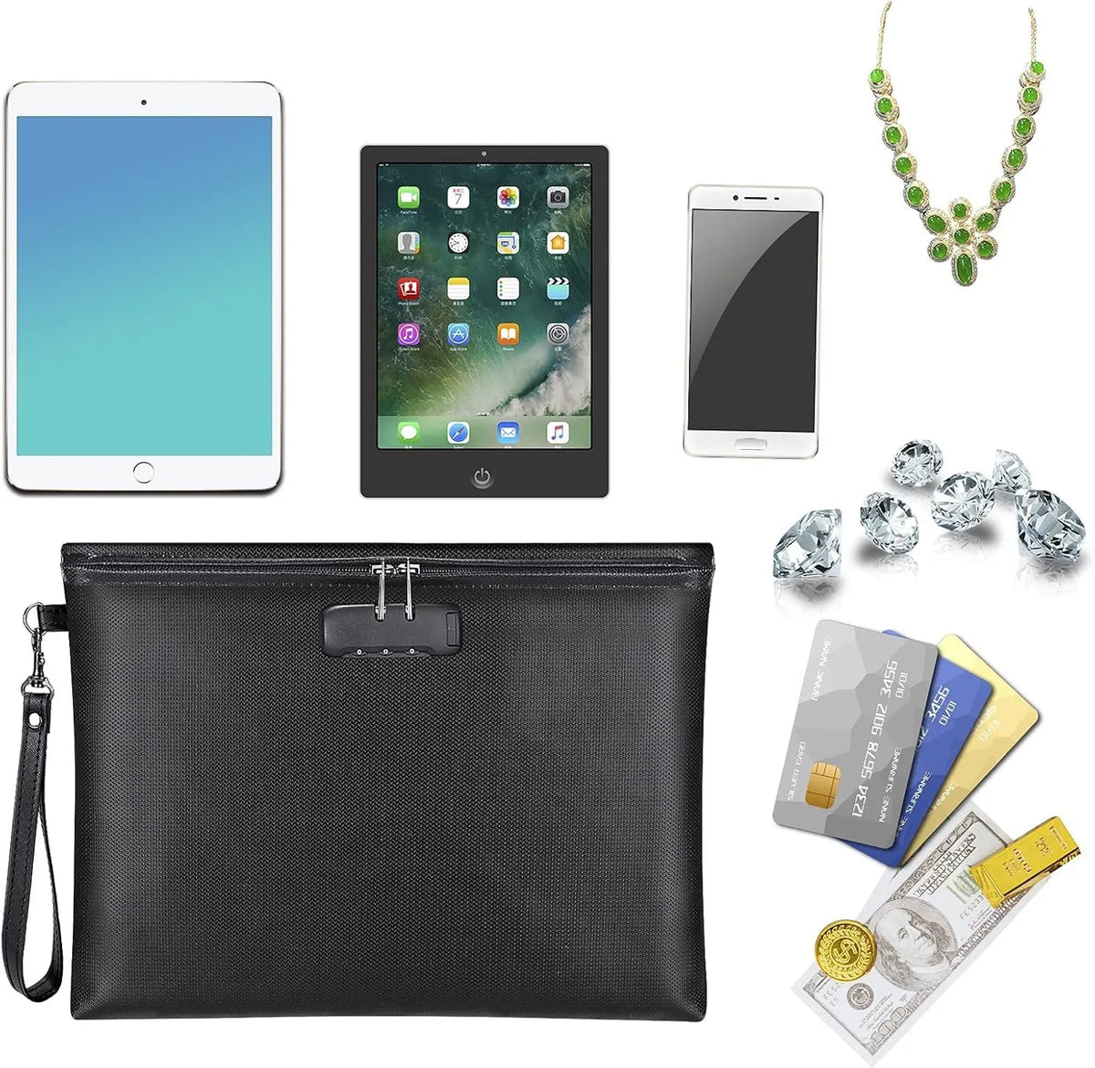 🎉Fireproof Document Bag – Waterproof File Organizer for Cash, Passport, Legal Documents & Valuables