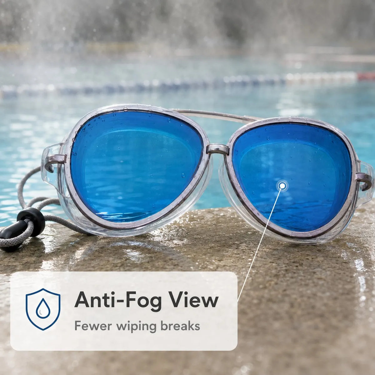 AquaVista Adult Wide-View Anti-Fog Mirrored Swimming Goggles with Secure Strap