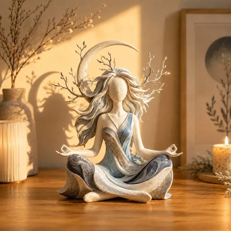 🎉Nature Goddess Tabletop Resin Sculpture, Serene Meditation Room Decor Ornament