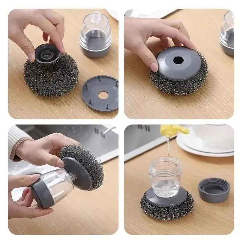 🔥HOT SALE🔥💕New Year event 💖-Automatic Liquid Filling Good Handle Soap Dispense Palm Kitchen Brush for Bowl Sink Cleaning Pot Comfortable