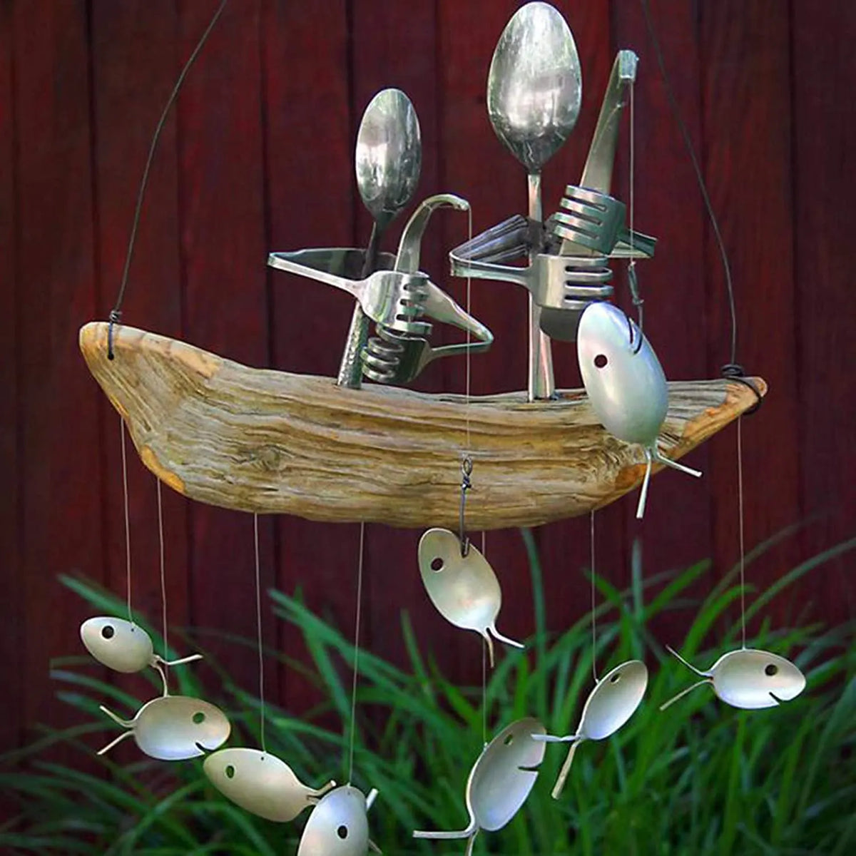 Fishing Man Spoon Fish Sculpture Wind Chime(Buy 2 Get Free Shippin!)
