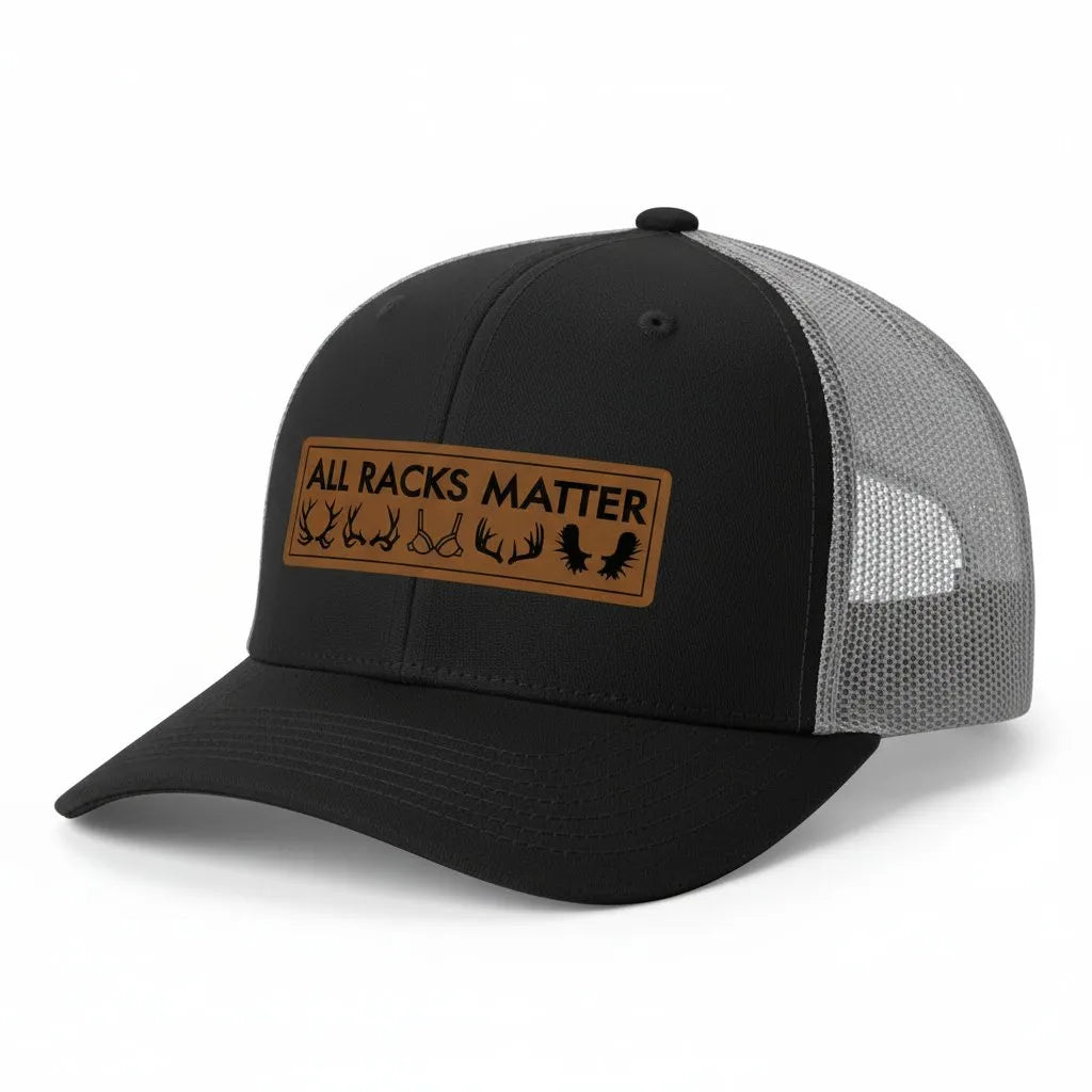 🔥 HOT SALE 🔥All Racks Matter Leather Patch Trucker Hat