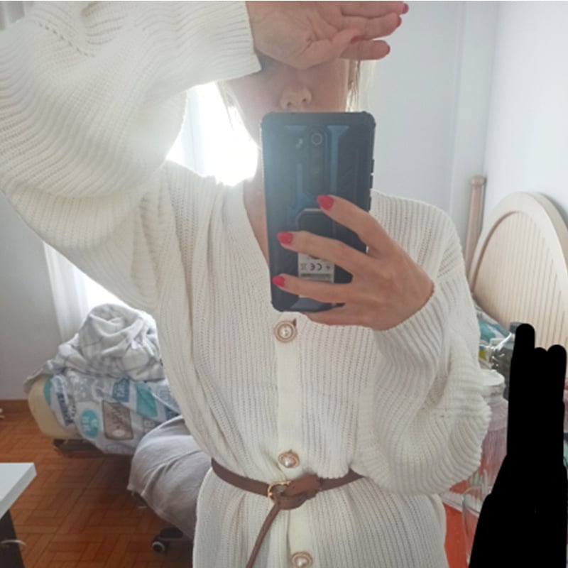 V-neck Loose Knit Button-Up Cardigan (Buy 2 Free Shipping)