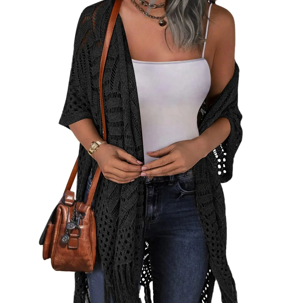 🎉✨ Lightweight Crochet Boho Kimono
