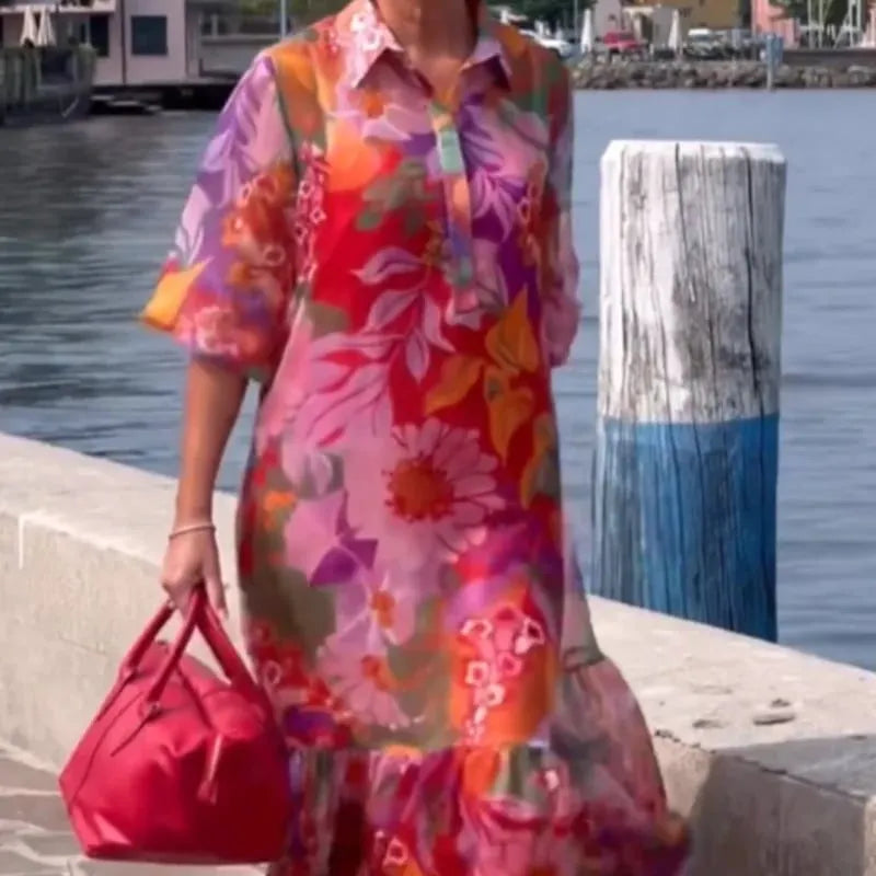 💗Summer Specials💗Red Floral Printed Chiffon Dress