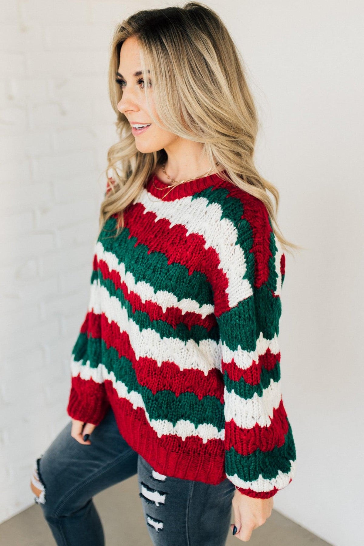 Christmas themed Scalloped Holiday Sweater