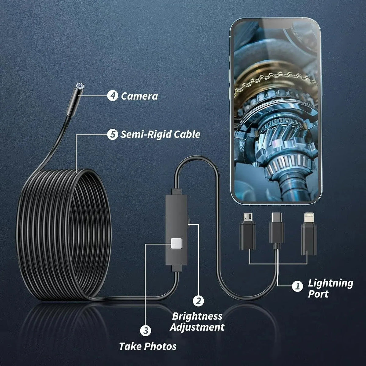 🎉🔎 Plug-and-Play Endoscope Camera - Compatible with Android & iPhone & ipad for Direct Connection