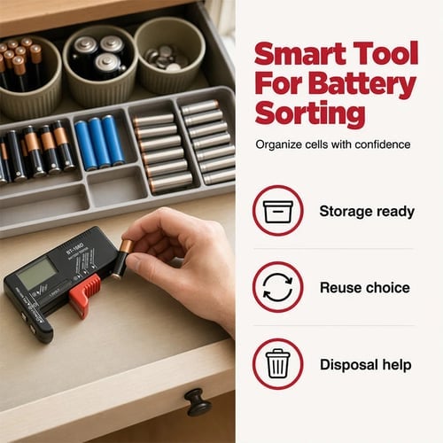 🔥 HOT SALE 🔥Digital Battery Checker – Large LCD display shows exact remaining power. Compact & portable – test before you toss!