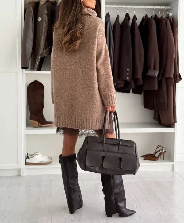 ⏳Time-Limited Special⏰Women's Turtleneck Sweater Mini Dress Set
