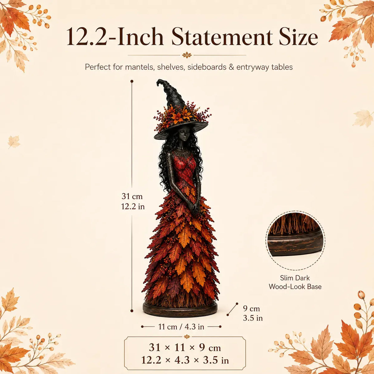💥 49% OFF - 🧙 Enchanted Gothic Autumn Witch Figurine