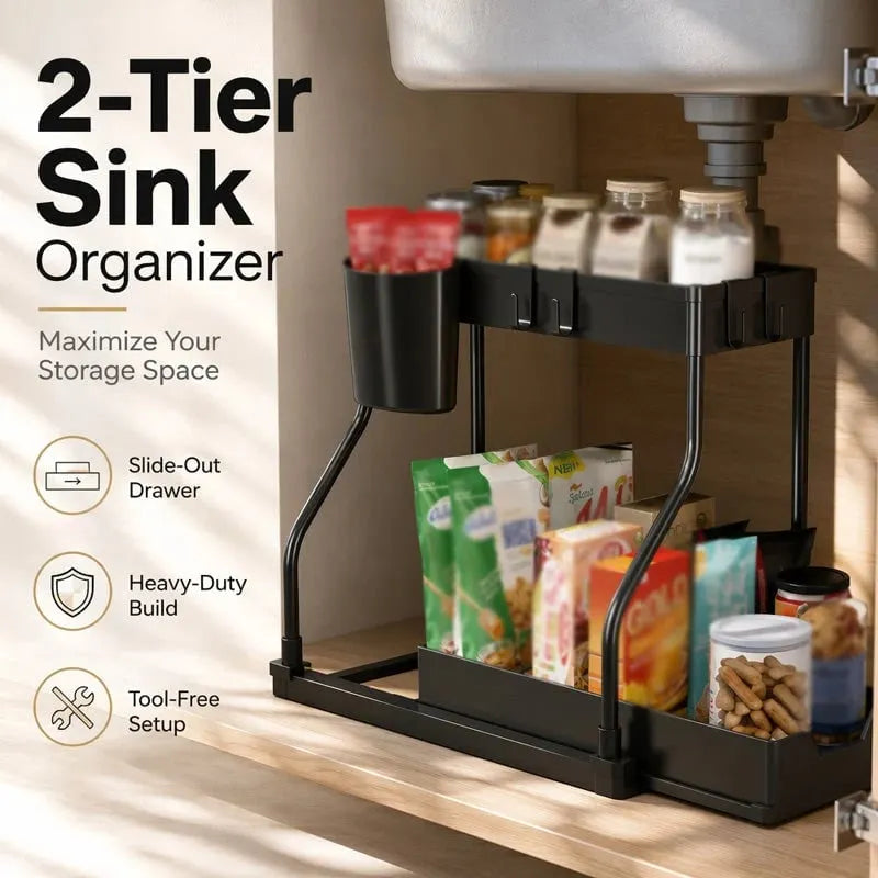 🎉2-Tier Pull-Out Under Sink Organizer