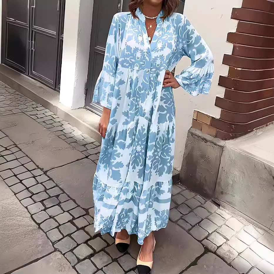 🌸 Seasonal Dress 49% OFF 🌸 Maxi Dress with Bohemian Print