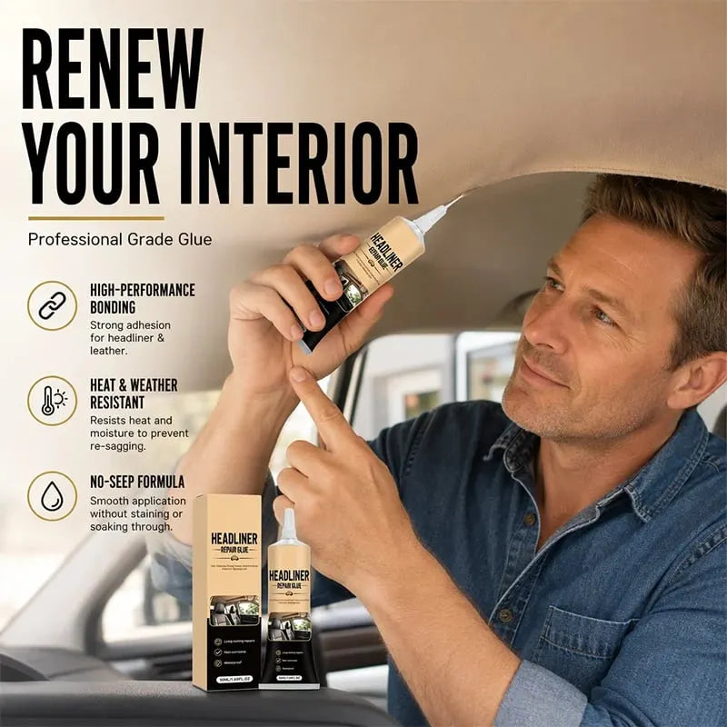 🔥HOT SALE🔥49K+ Sold 🚗 Waterproof Car Headliner Repair Glue, High Strength Adhesive for Sagging Car Ceiling & Interior