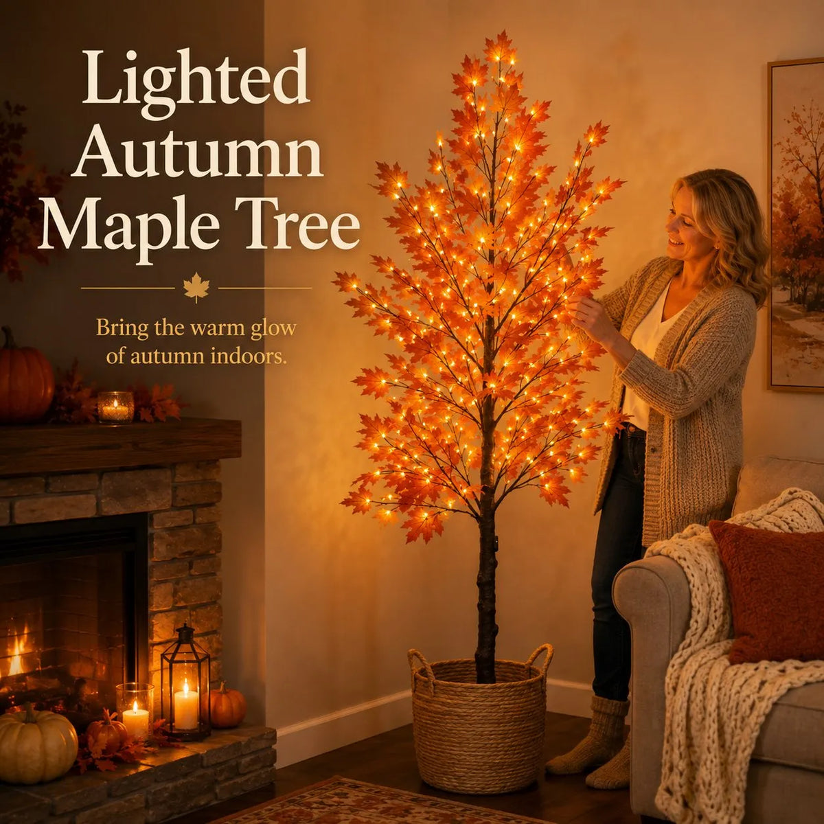 Lighted Autumn Maple Tree