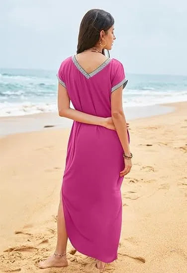 💃Women's V Neck Split Loose Long Dress (Buy 2 Free Shipping)