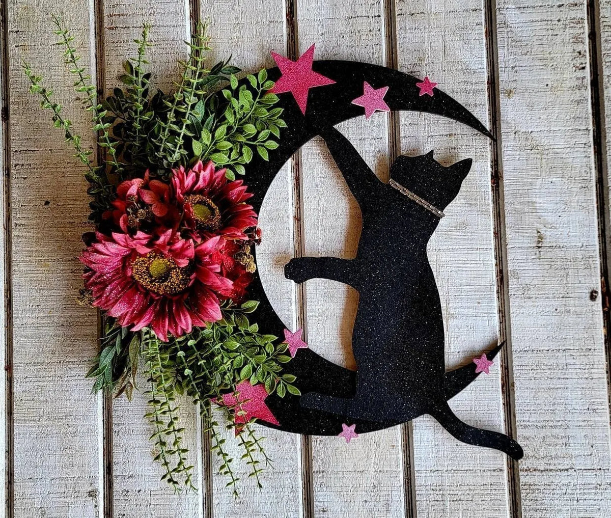 WITCHY CELESTIAL DOOR/ART HALLOWEEN LUNAR DECOR KITTY LOVERS GIFT- 🔥 BUY 2 FREE SHIPPING!