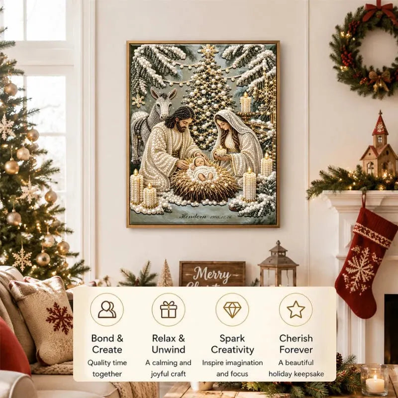 🔥 HOT SALE 🔥✝️💎Nativity Scene Diamond Painting Kit | Jesus Christ Christmas Faith Art Decor🙏