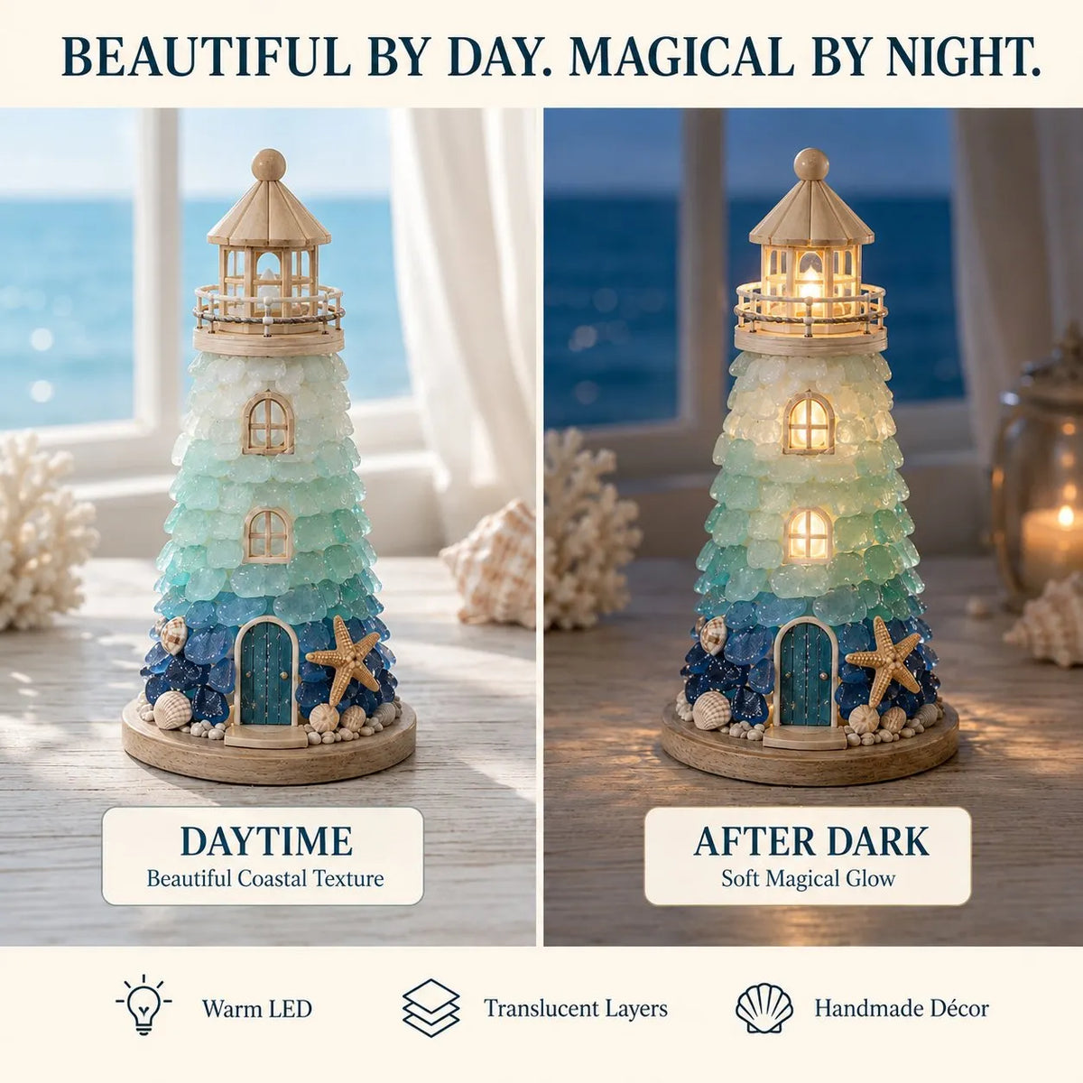 🔥 HOT SALE 🔥⏳ Last Day 49% OFF – 🌊 Beginner-Friendly DIY Lighted Sea Glass-Style Lighthouse Kit Collection | Complete Kit with Sea Glass-Style Pieces, LED Lights & Step-by-Step Guide Included 💕
