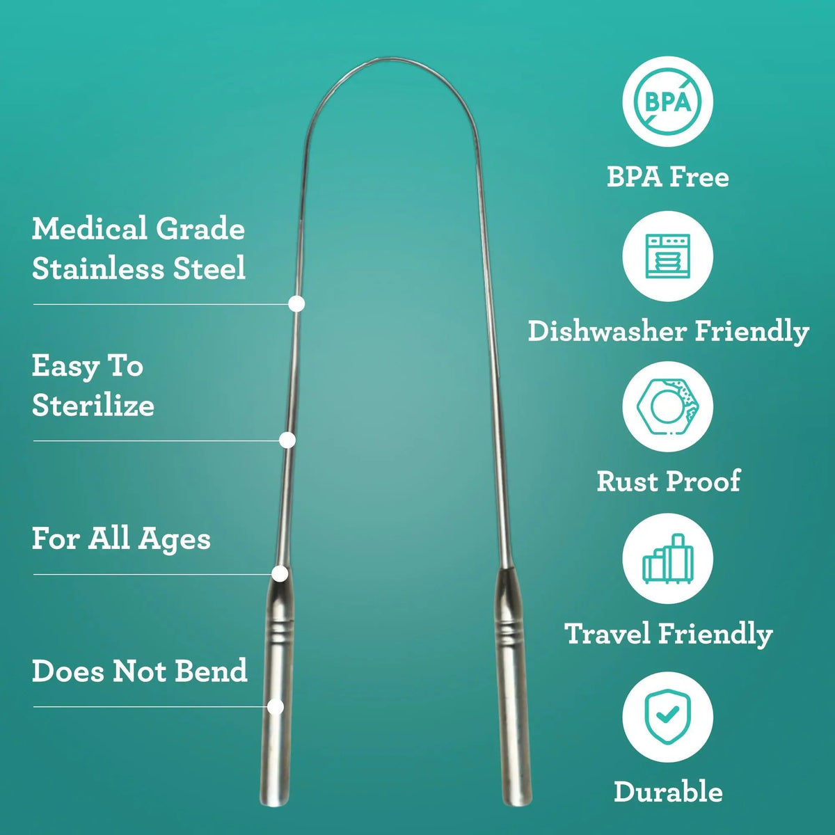 🦷✨ Stainless Steel Tongue Scraper (2 Pack)