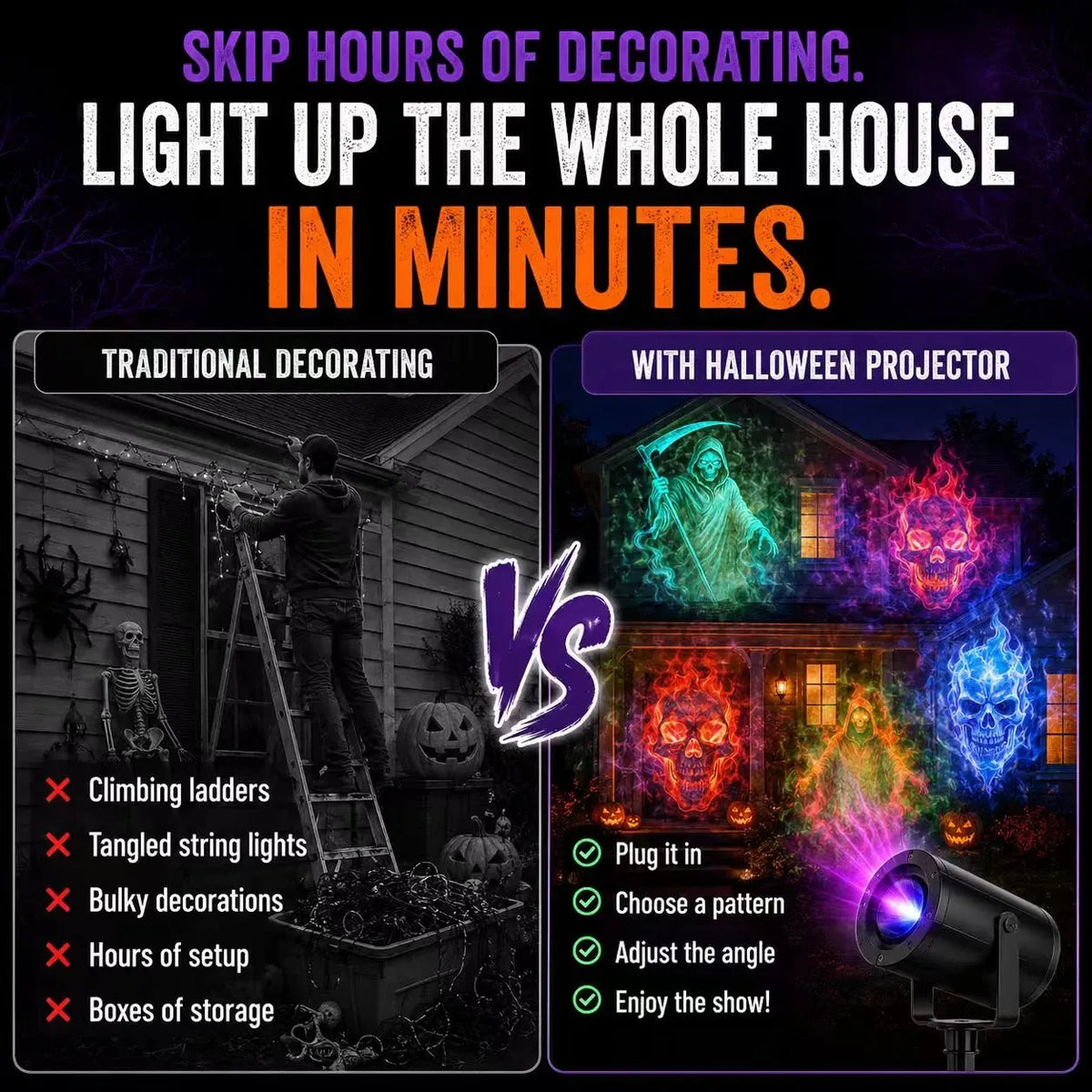 🔥HOT SALE🔥🎃32FT HD Halloween Projector | That Disappoint Your Halloween Party | 10 Unique HD Projection Patterns