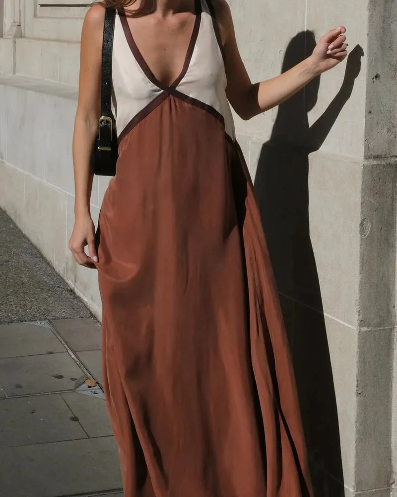 Sleeveless Colorblock Swing Dress