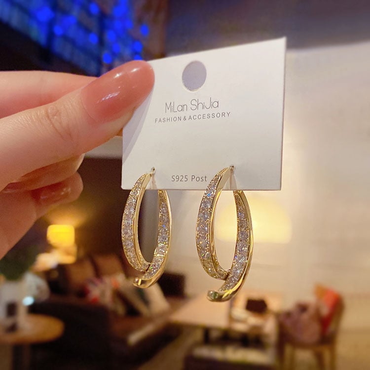 Fashionable atmospheric stud earrings geometric rhombus simple earrings