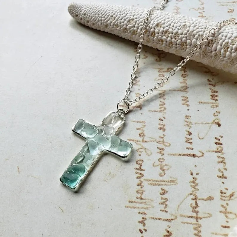 Sea Glass Cross Necklace