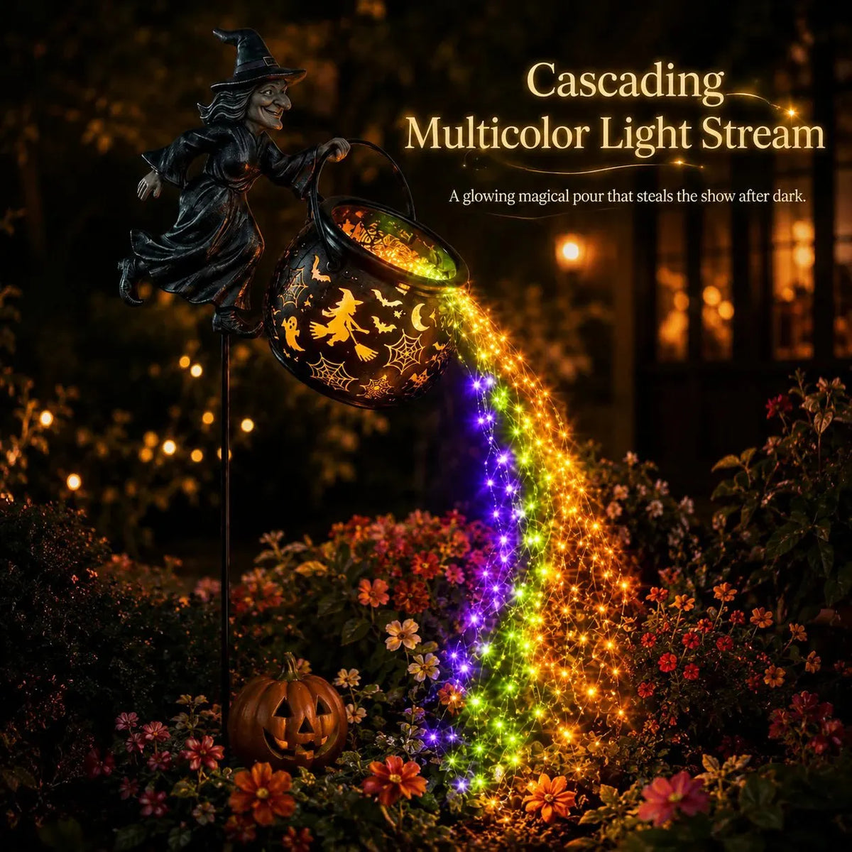 🔥HOT SALE🔥🎃 Halloween Witch Cauldron Garden Light – Magical Outdoor Yard Decor 🧙‍♀️