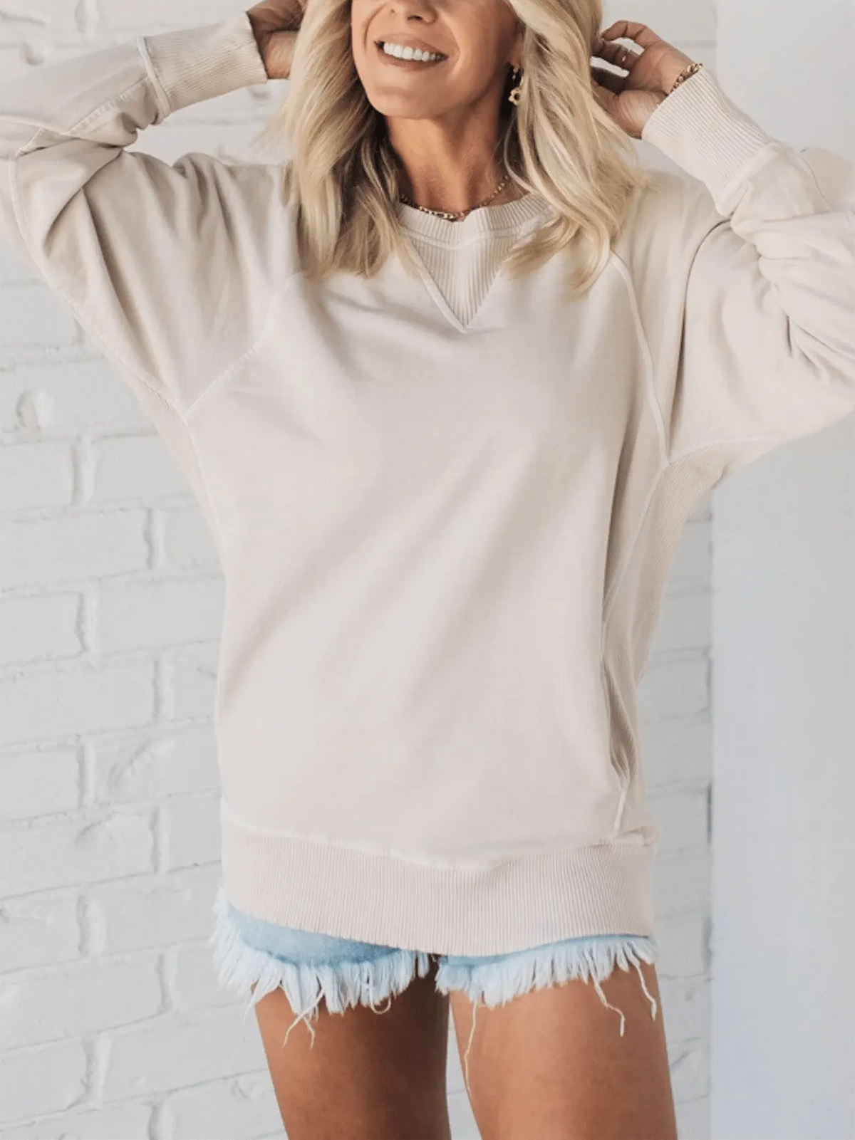 WOMEN'S RIBBED ACCENT POCKETED PULLOVER (BUY 2 FREE SHIPPING)