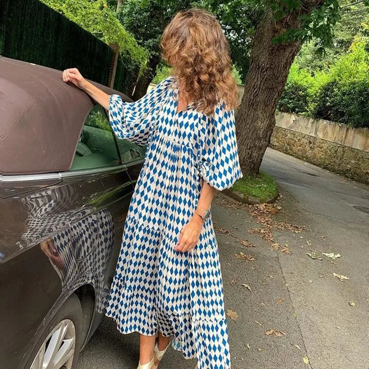 WOMEN'S PUFF SLEEVE FLORAL BOHO MAXI DRESS (BUY 2 FREE SHIPPING)